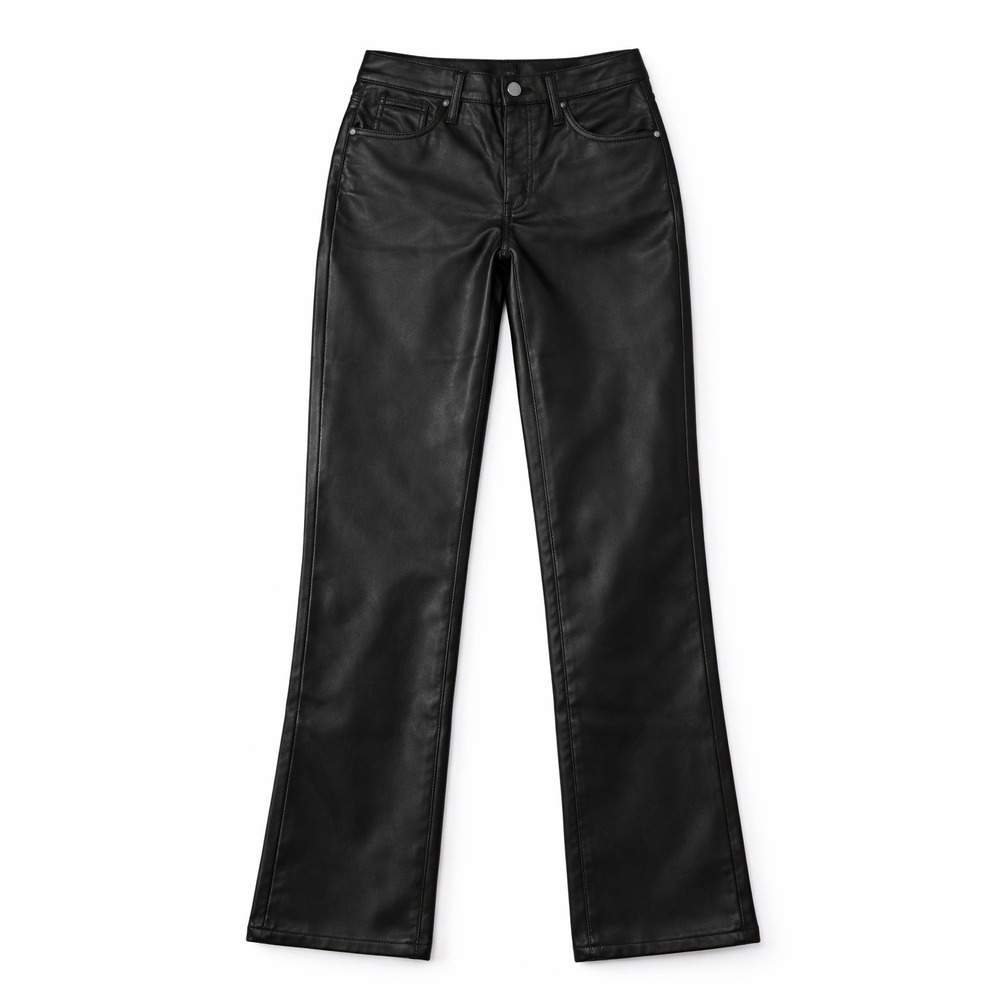 J.Crew Women's 30 Tall Black Faux Leather Straight Leg Moto Rocker Pants BU810